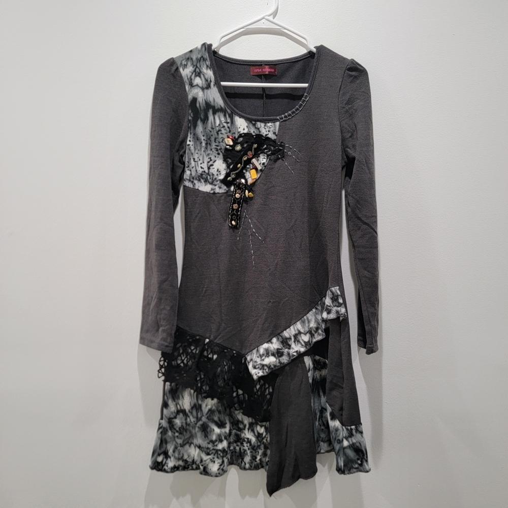 SYLC CAMISA Gray Long Sleeve Dress Sz Small
